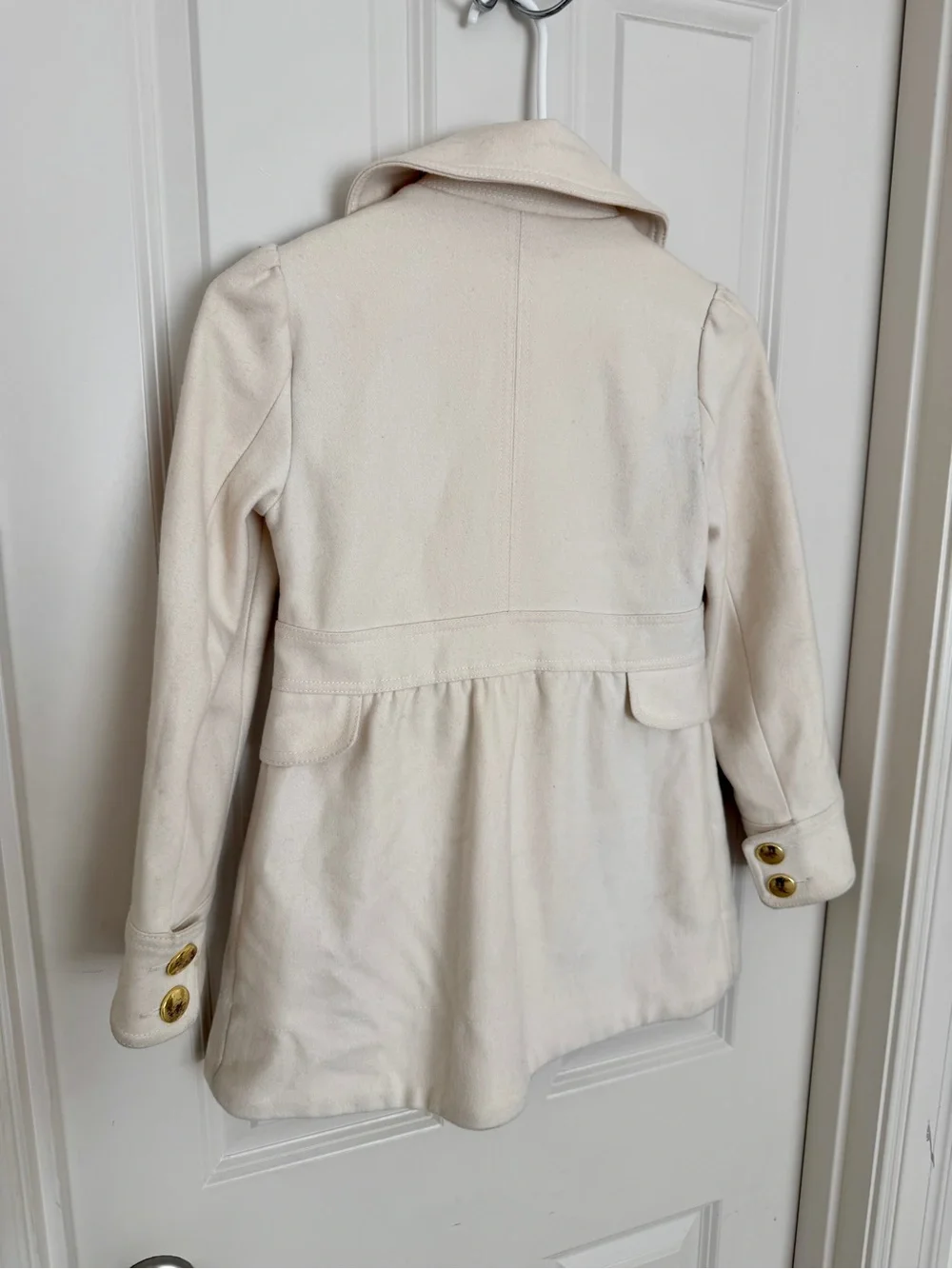 GAP Kids Cream Pea Coat - Neutral Wool-Blend Jacket